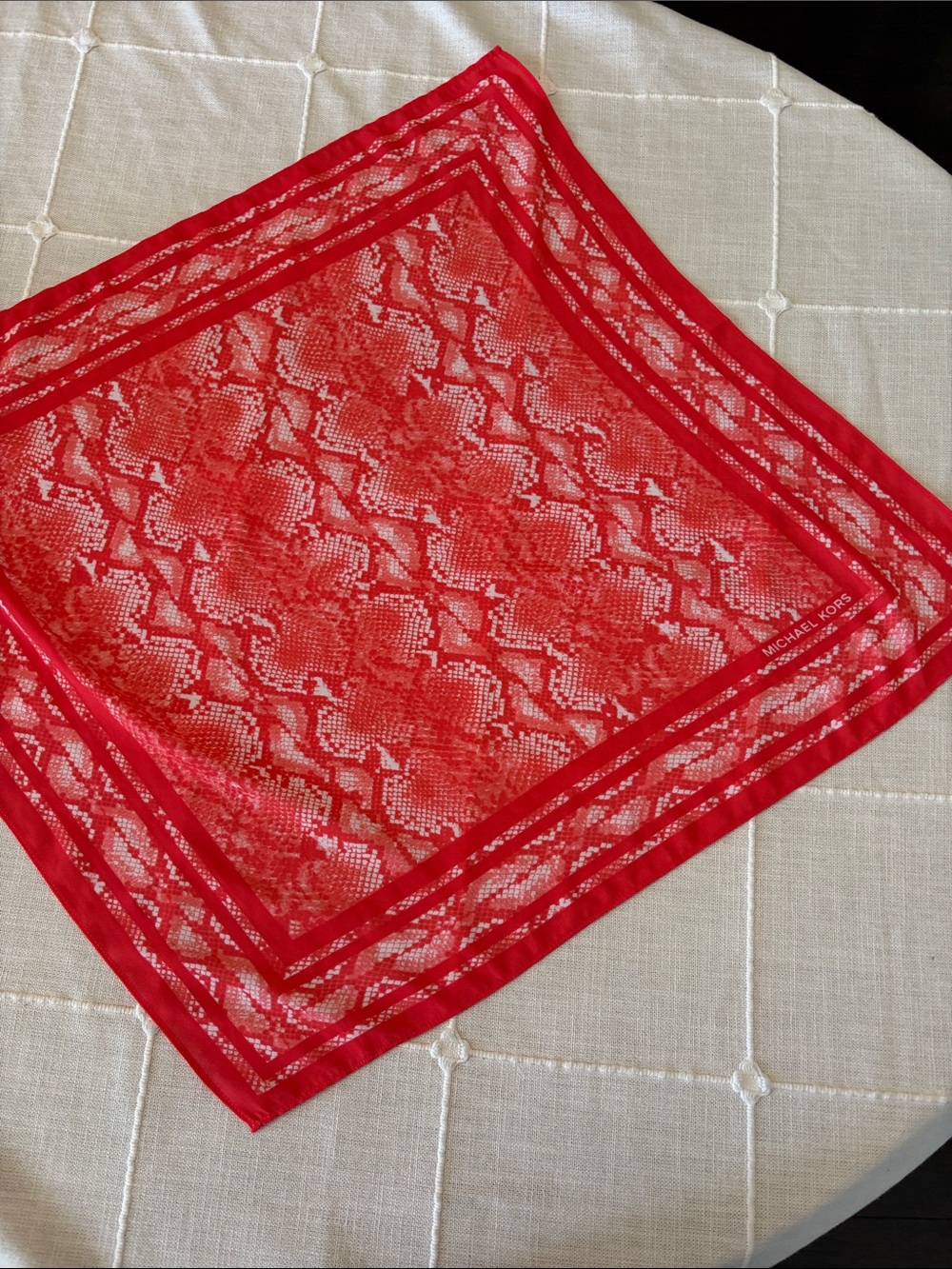 Michael Kors Red Snake-Print Silk Scarf